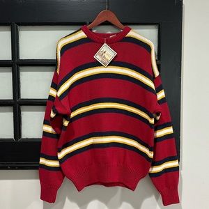 NWT Vintage Thornton Bay Knit Sweater Multicolor Stripe Heavy Duty Mens Sz Large